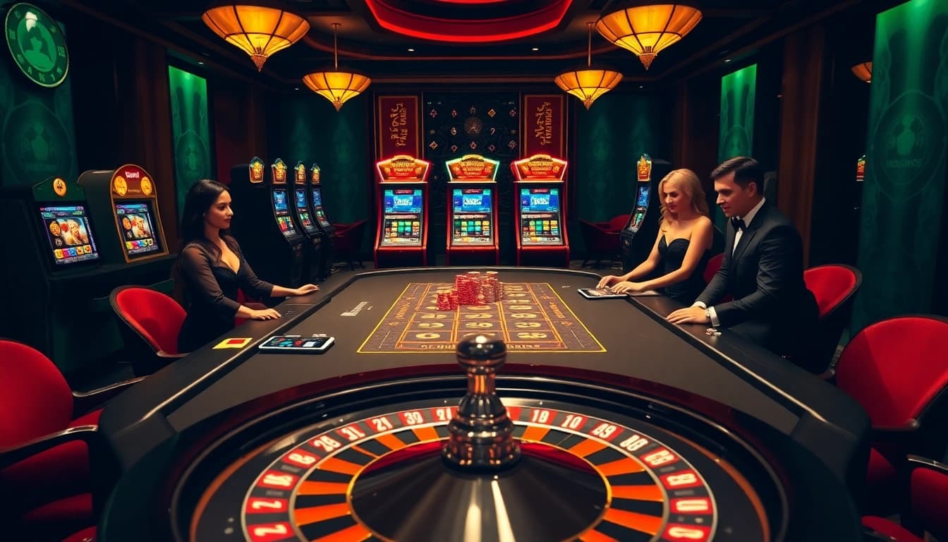 Experience MK8 casino thrills with players at a glamorous poker table.