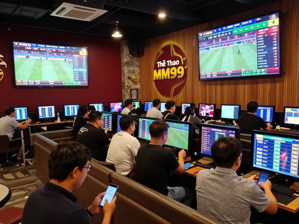 Engaging scene showcasing Thể Thao MM99 bettors actively placing wagers and enjoying live sports.