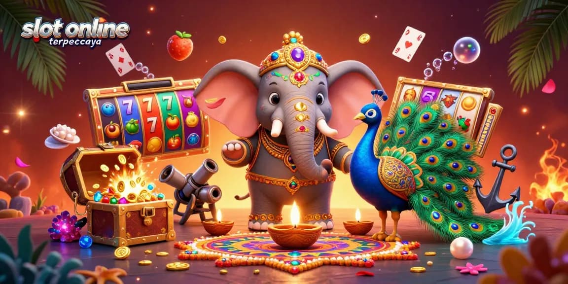 Experience vibrant gameplay with slot online terpercaya featuring dynamic online slots, colorful characters, and glowing elements.
