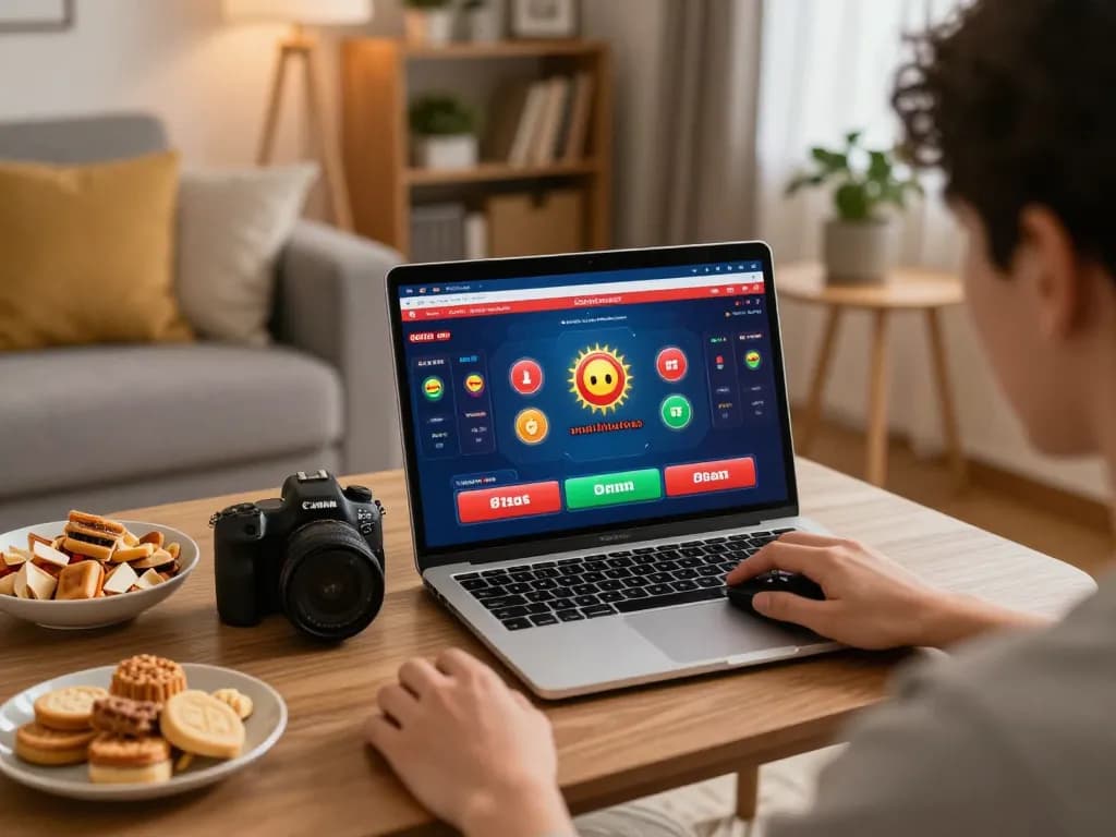 Antarmuka taruhan situs toto ditampilkan di laptop selama sesi kasino online yang menarik.