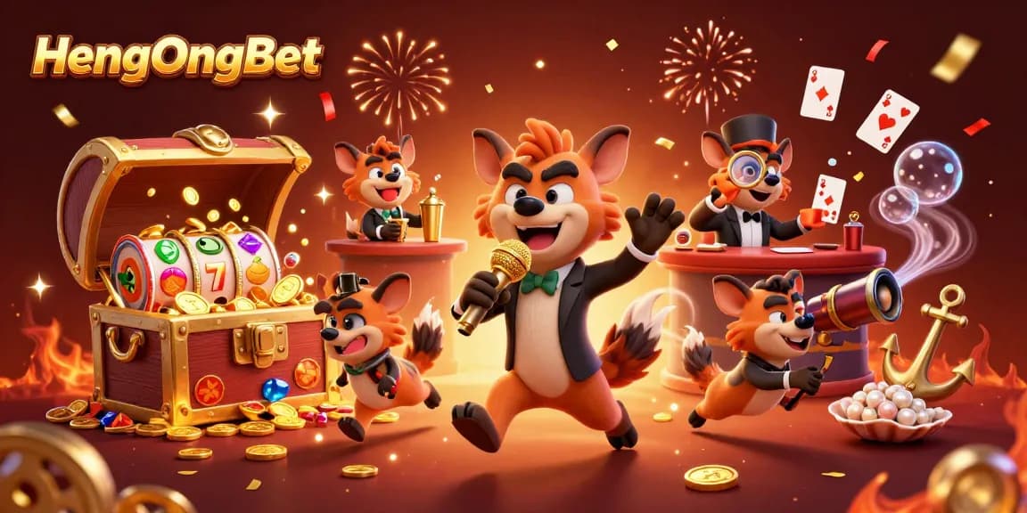 Experience HengOngBet excitement with lively hyenas in a vibrant casino scene full of action.