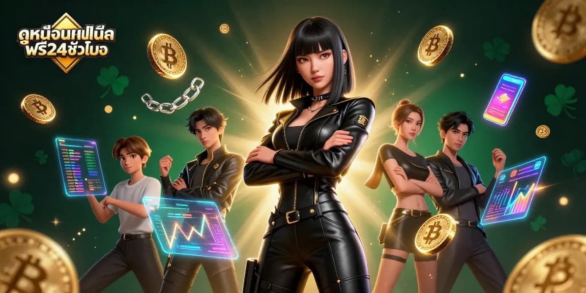 Experience thrilling ดูหนังออนไลน์ฟรี24ชั่วโมง action with vibrant scenes, digital coins, and immersive gambling elements.