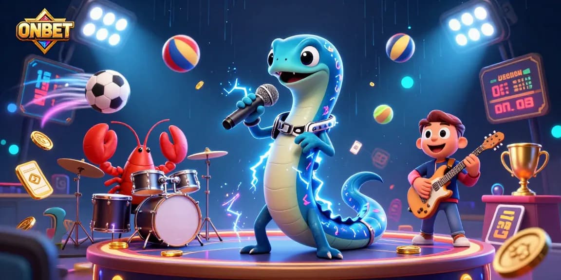 Engage in ONBET's thrilling underwater casino with an electrifying DJ eel performance and dynamic sports elements.