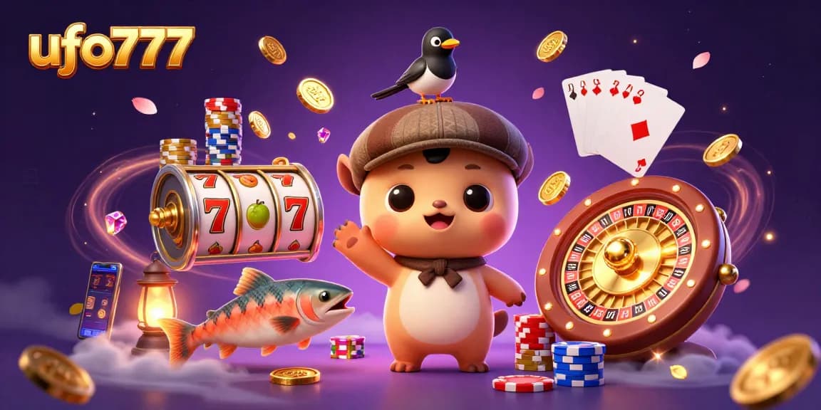 Spin on ufo777 slots featuring a playful Nessie and dazzling coins amidst a vibrant casino scene.