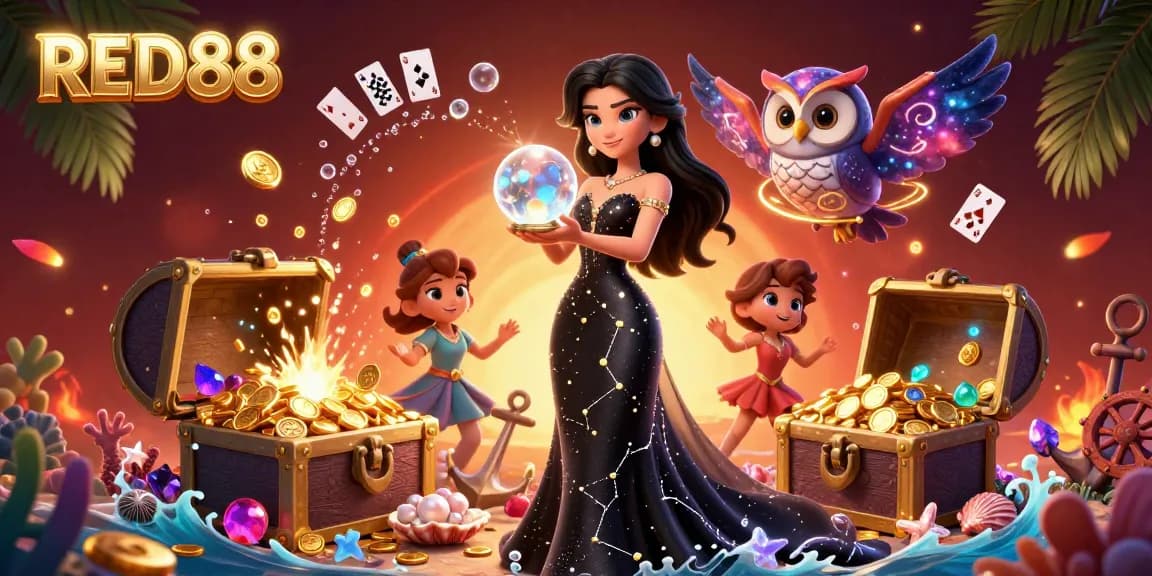 Play winners at RED88 with magical creatures, vibrant treasures, and luxury casino elements.