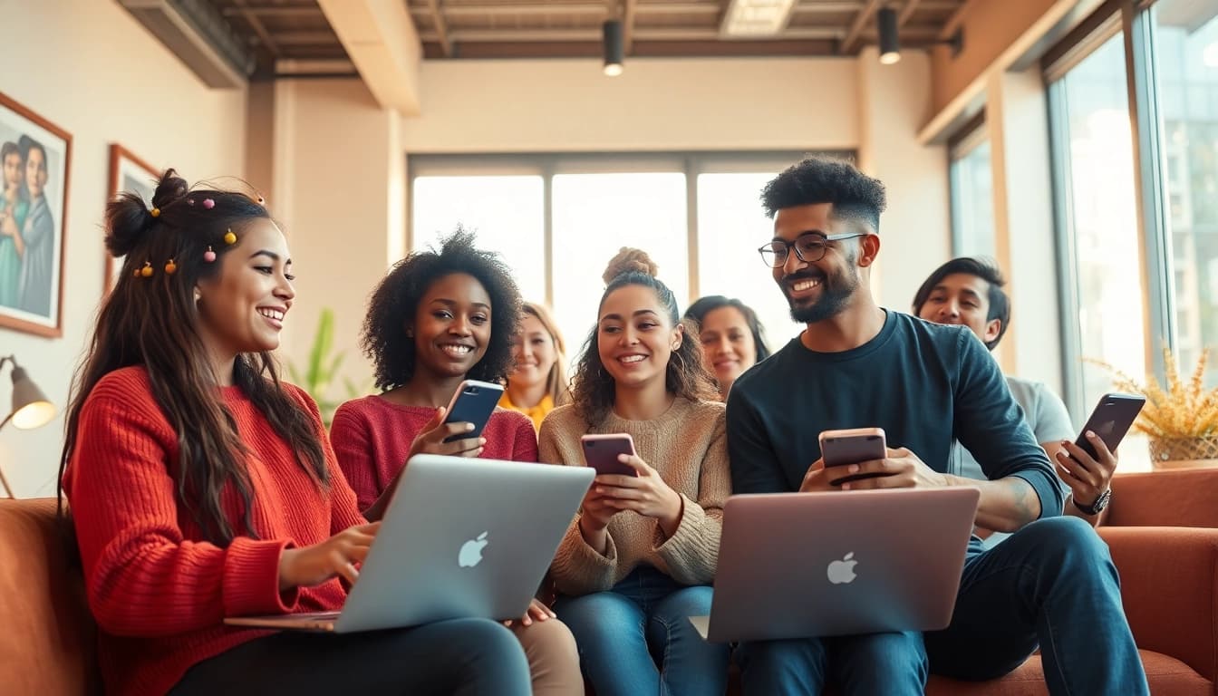 Engaging scene of OnlyFans Nearby Creators connecting with fans in a warm, vibrant setting.
