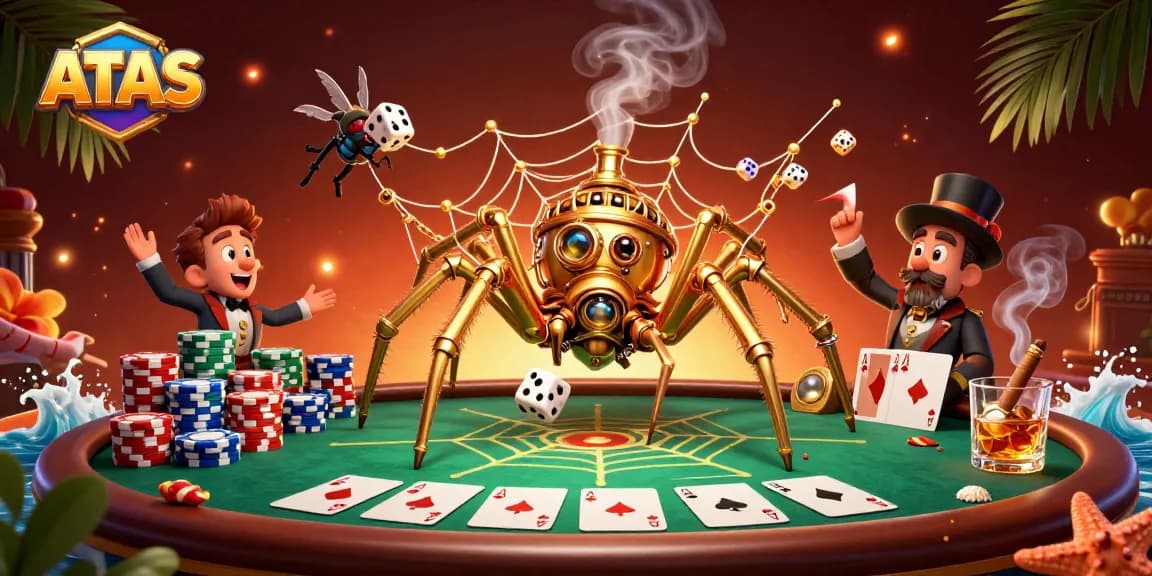 Engage in strategic gameplay at ATAS Casino with an ultra-rich 3D scene showcasing steampunk elements.