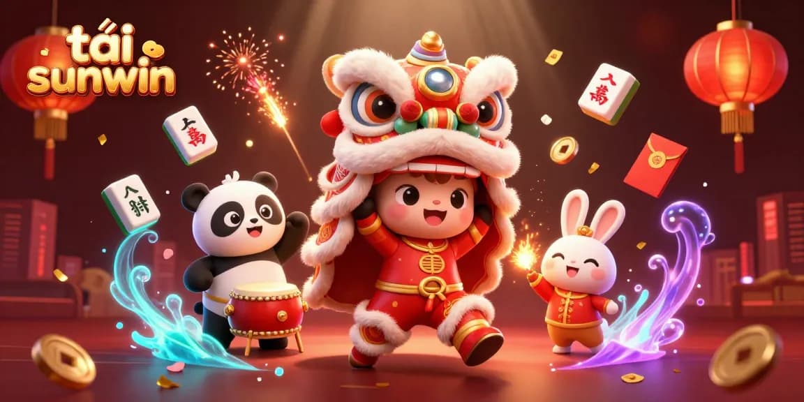 Engage with tải sunwin through an energetic casino-themed illustration featuring celebratory characters and vibrant elements.