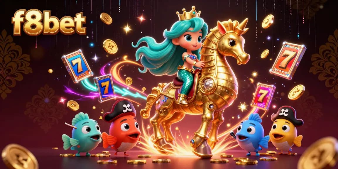 Engage with f8bet's exciting slot games featuring colorful characters and dynamic casino elements.