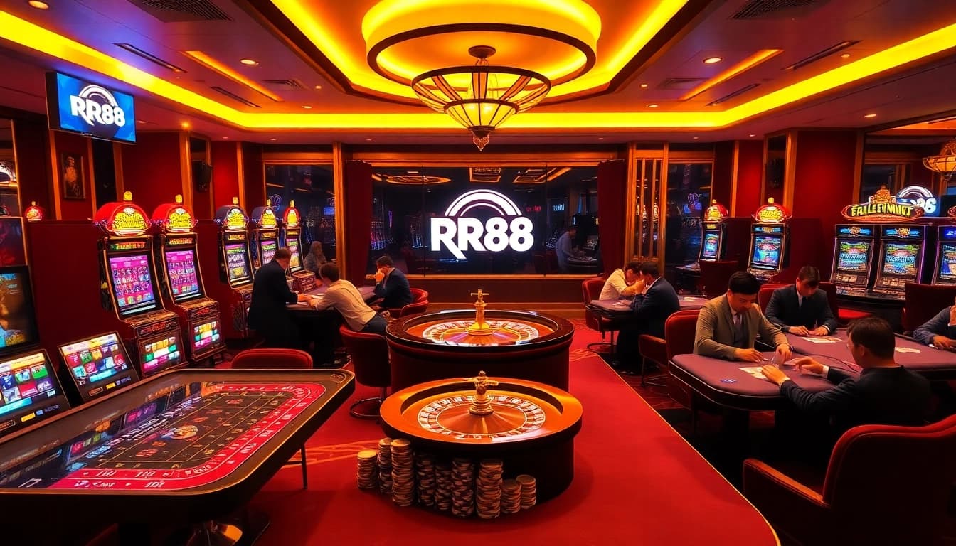 Excited players enjoying a strategic game at RR88 KJC luxury casino tables.