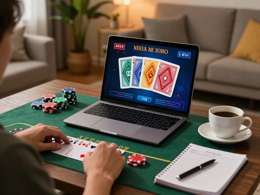 Engaging online blackjack gameplay at home, showcasing strategic betting options in Canadian online casinos