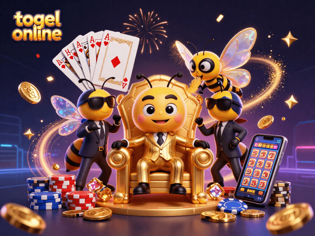 Experience thrilling togel online strategy with a buzzing bumblebee mob boss and casino elements.