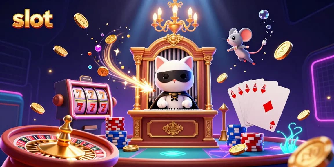 Experience thrilling slot action with vibrant casino elements and characters in a lively scene.