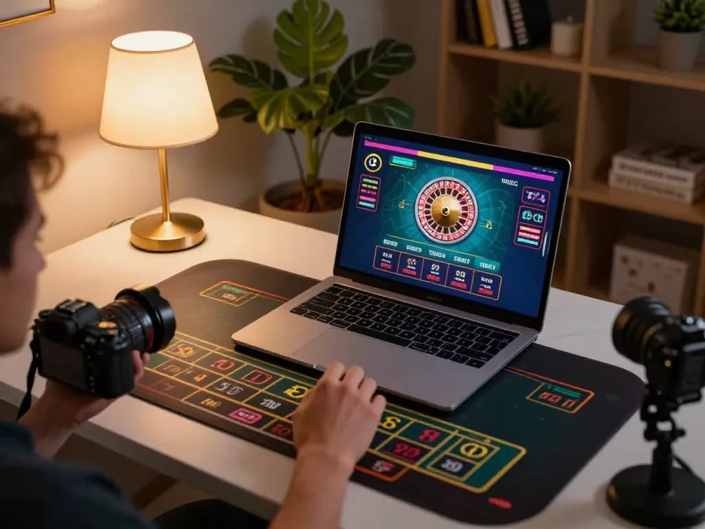Person placing bets in online casino game showing z16 roulette interface on laptop, strategic gameplay depicted.