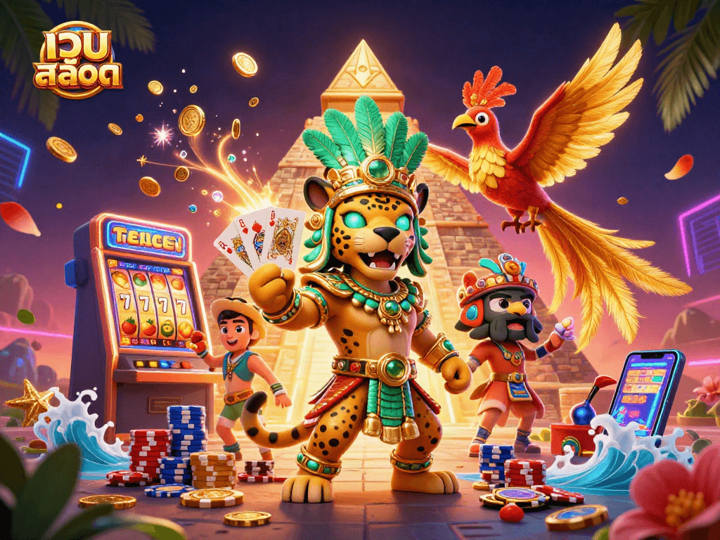 Experience the thrill of เว็บสล็อต with vibrant 3D casino characters amid rich game elements.