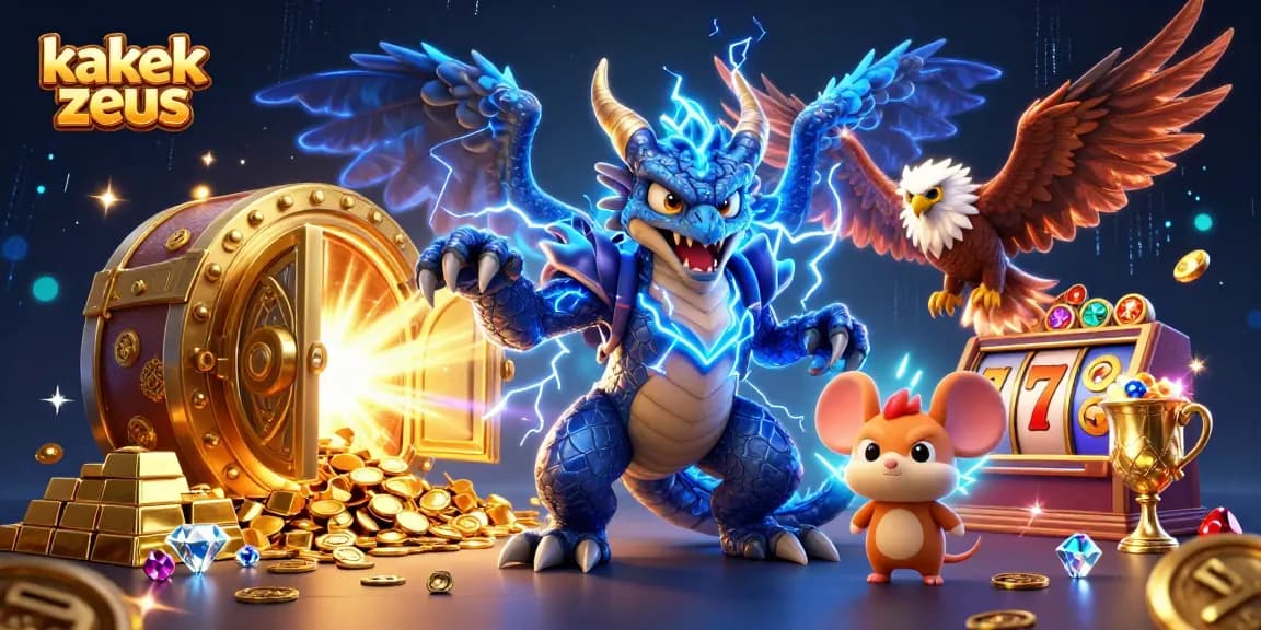 Experience high-action gameplay with kakek zeus amidst dynamic slot elements and treasure.