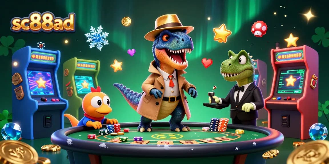 Explore the lively casino scene with sc88ad's cartoon characters at a blackjack table.