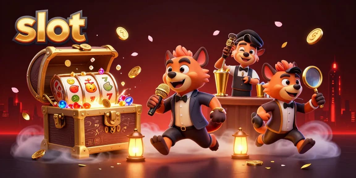 Experience thrilling slot action in a vibrant casino scene with cartoon hyenas embodying the fun of gambling.