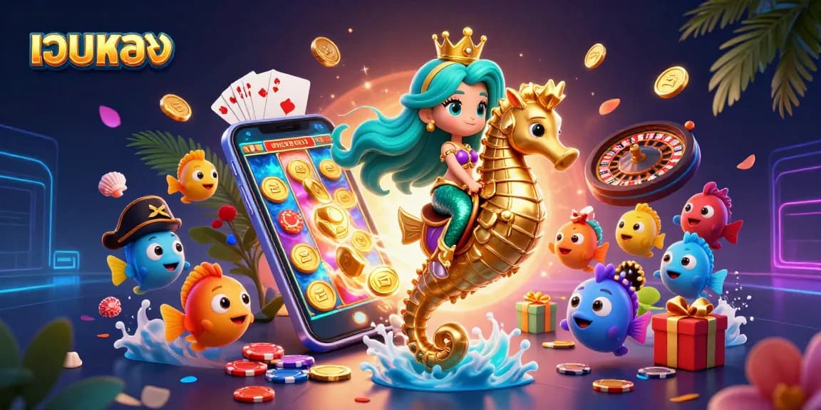 สัมผัสประสบการณ์กับเกม เว็บตรง สล็อตที่มีเจ้าหญิงเงือกและม้าน้ำยักษ์ในฉากที่มีสีสันและเคลื่อนไหว