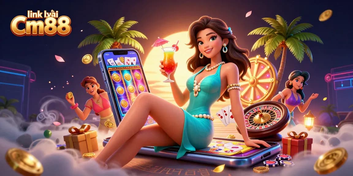 Experience thrill at link vào Cm88 - a vibrant scene of casino excitement with stunning visuals.