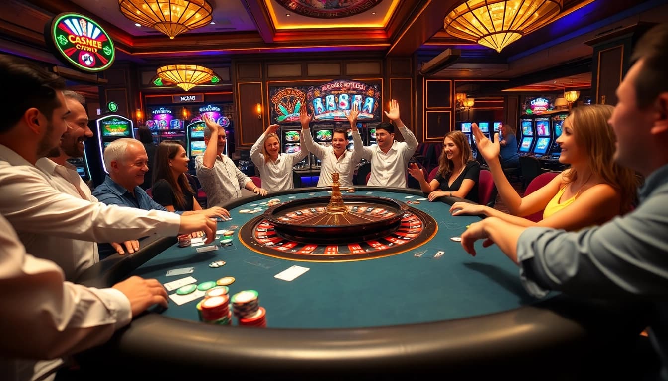 Experience the thrill of winning at viral4d with an exciting casino atmosphere featuring roulette and slot machines.
