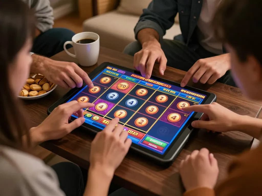 Pemain yang terlibat menikmati permainan slot di tablet, menunjukkan kegembiraan dan potensi kemenangan