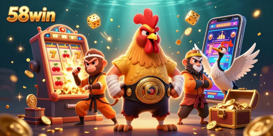 Experience excitement at 58win with a dazzling slot jackpot and playful characters.
