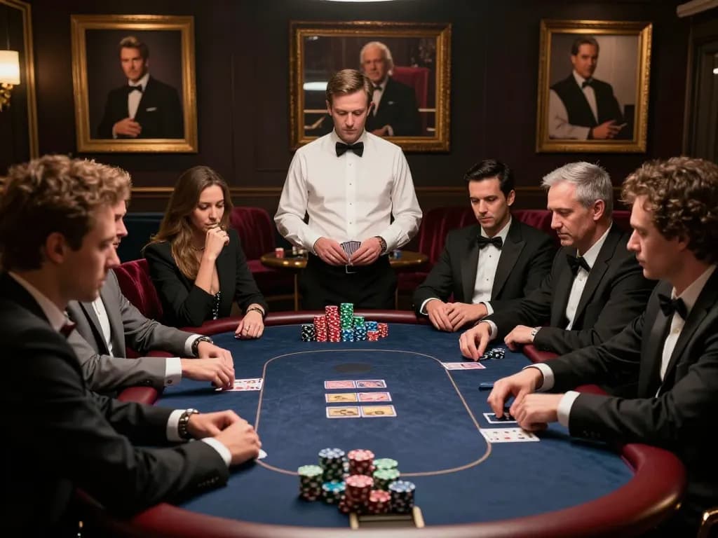 Players enjoying a high-stakes poker game at a luxurious VIP poker lounge while using taisunwin strategies.