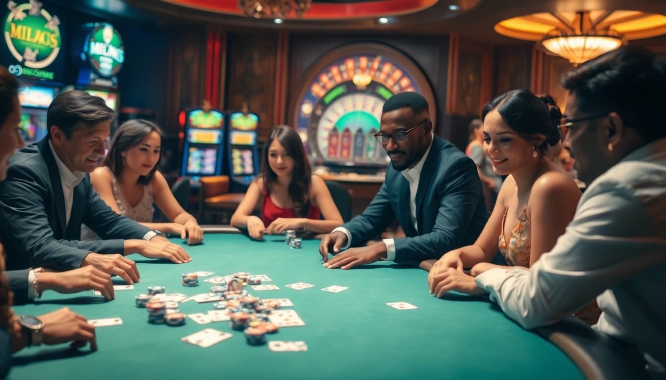Players experience the thrill of the game at a lavish casino featuring gilajp poker action.