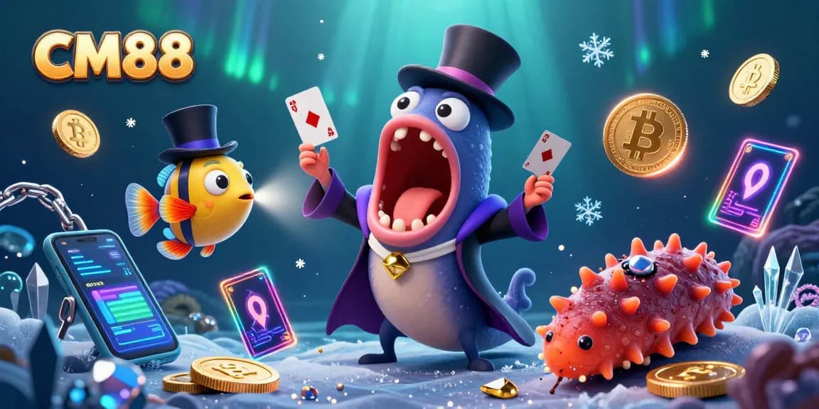 Experience the excitement of CM88's magical gambling adventure with glowing coins and lively characters.