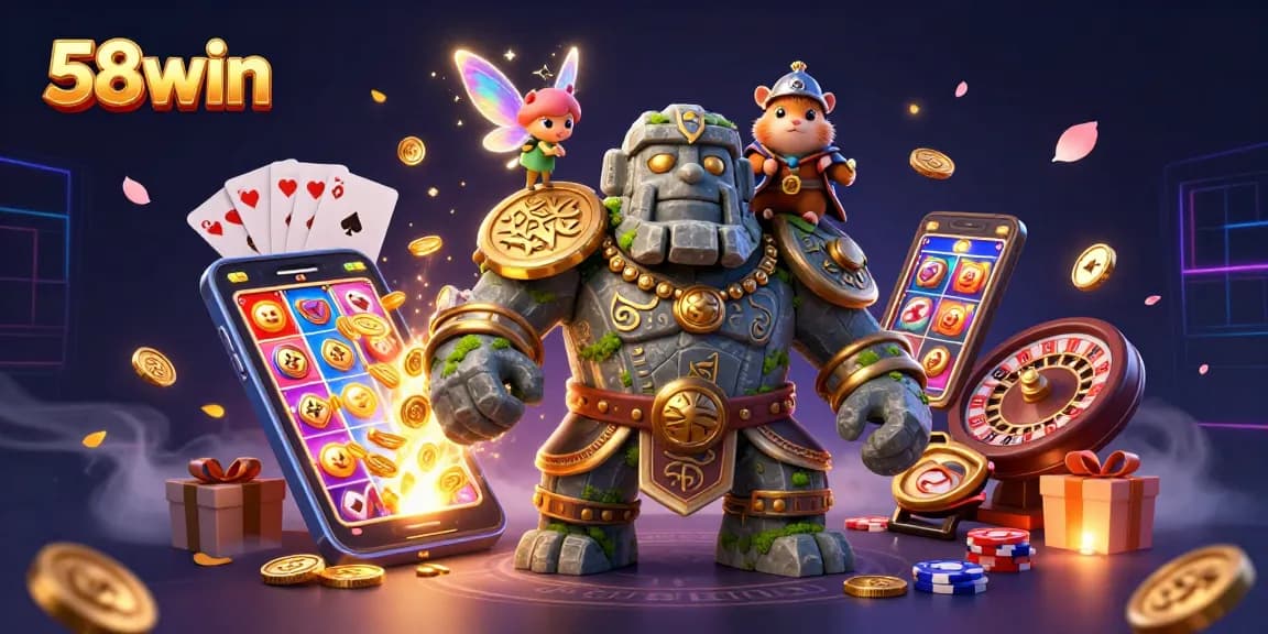 Experience the thrilling action of 58win as you engage with dynamic gaming elements and characters in a vibrant online casino