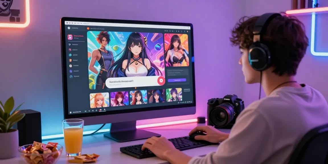 Engaging hentai ai chat with colorful anime characters and modern digital interface