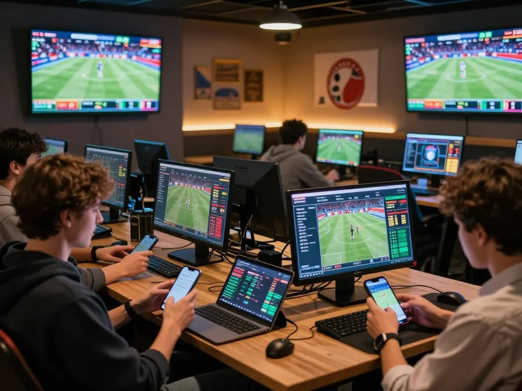 zx88 users excitedly placing live bets on their devices during a sports event