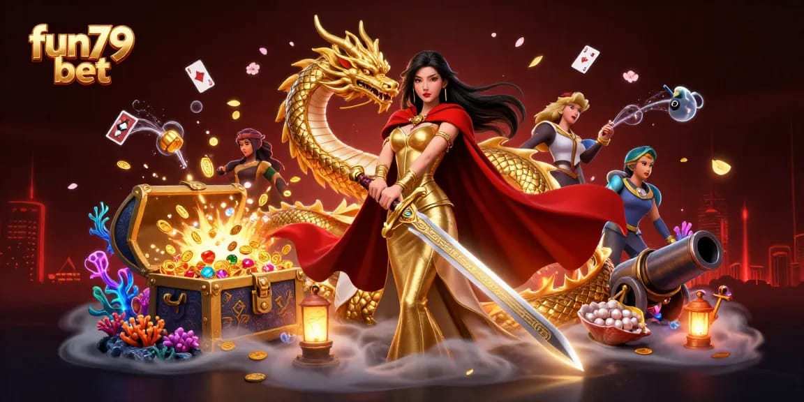 Experience the excitement of fun79 bet with vibrant rewards against a dynamic casino backdrop.