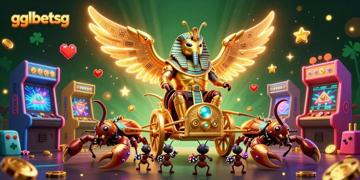 gglbetsg showcases an engaging scene of cartoon characters in a vibrant esports betting atmosphere.