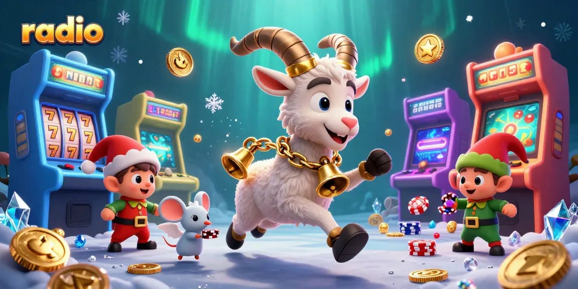 Engage with thrilling radio casino games featuring festive characters and exciting action.