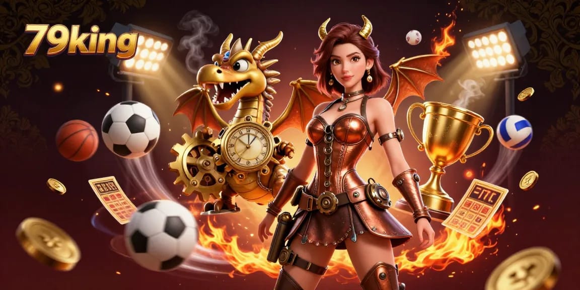 Engage in thrilling betting experiences with 79king’s vibrant 3D casino illustration featuring sports elements.