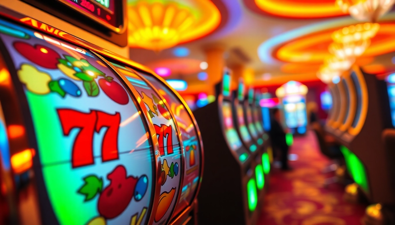 Slot Game yang menarik dengan simbol berwarna cerah di mesin slot.