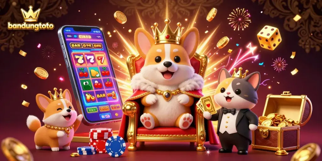Experience festive wins at bandungtoto with a vibrant 3D casino scene showcasing an exciting jackpot.