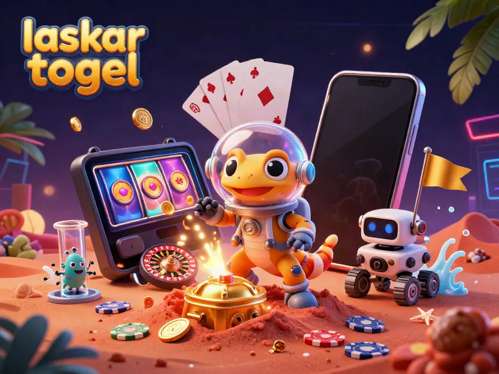 Engage in thrilling laskar togel gameplay depicted by a vibrant casino scene full of dynamic elements.