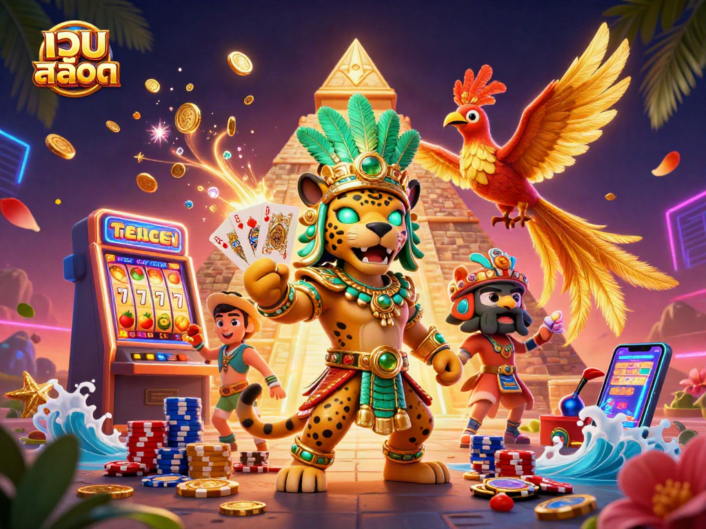 Experience the thrill of เว็บสล็อต with vibrant 3D casino characters amid rich game elements.