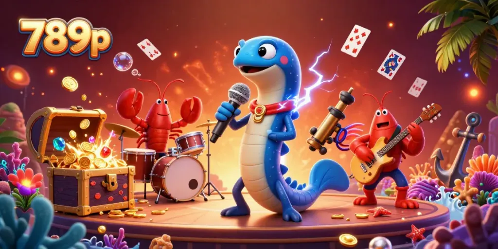 Experience the electric vibe of 789p casino with vibrant underwater characters and dynamic gaming elements.