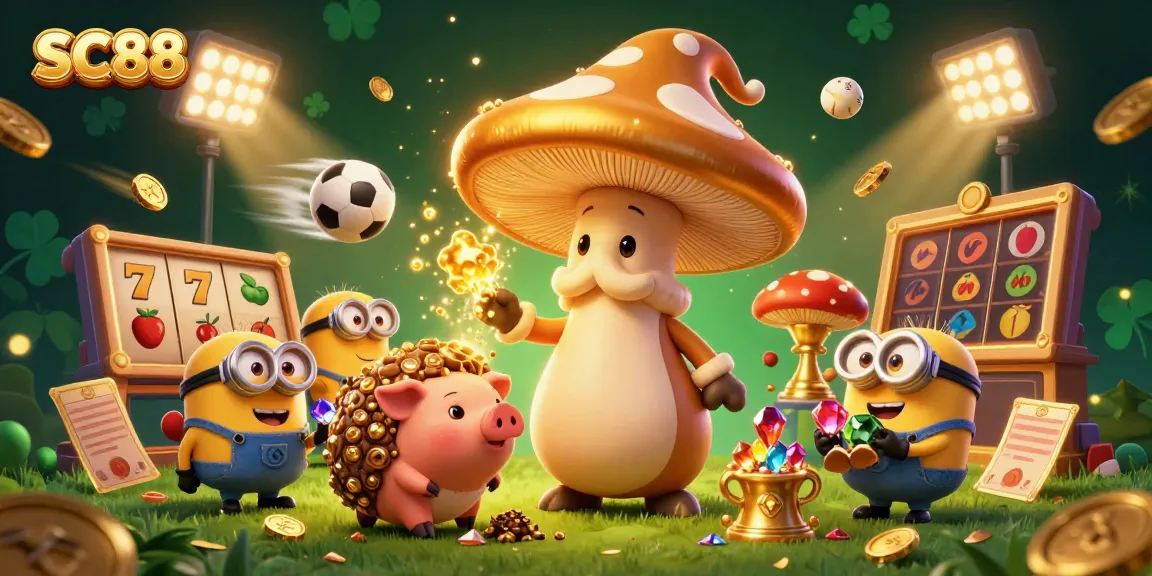 Spin the reels and chase your fortune with SC88 in this vibrant gambling illustration.