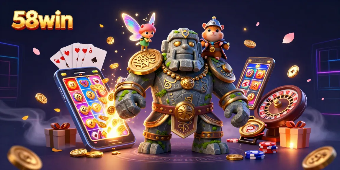 Experience the thrilling action of 58win as you engage with dynamic gaming elements and characters in a vibrant online casino
