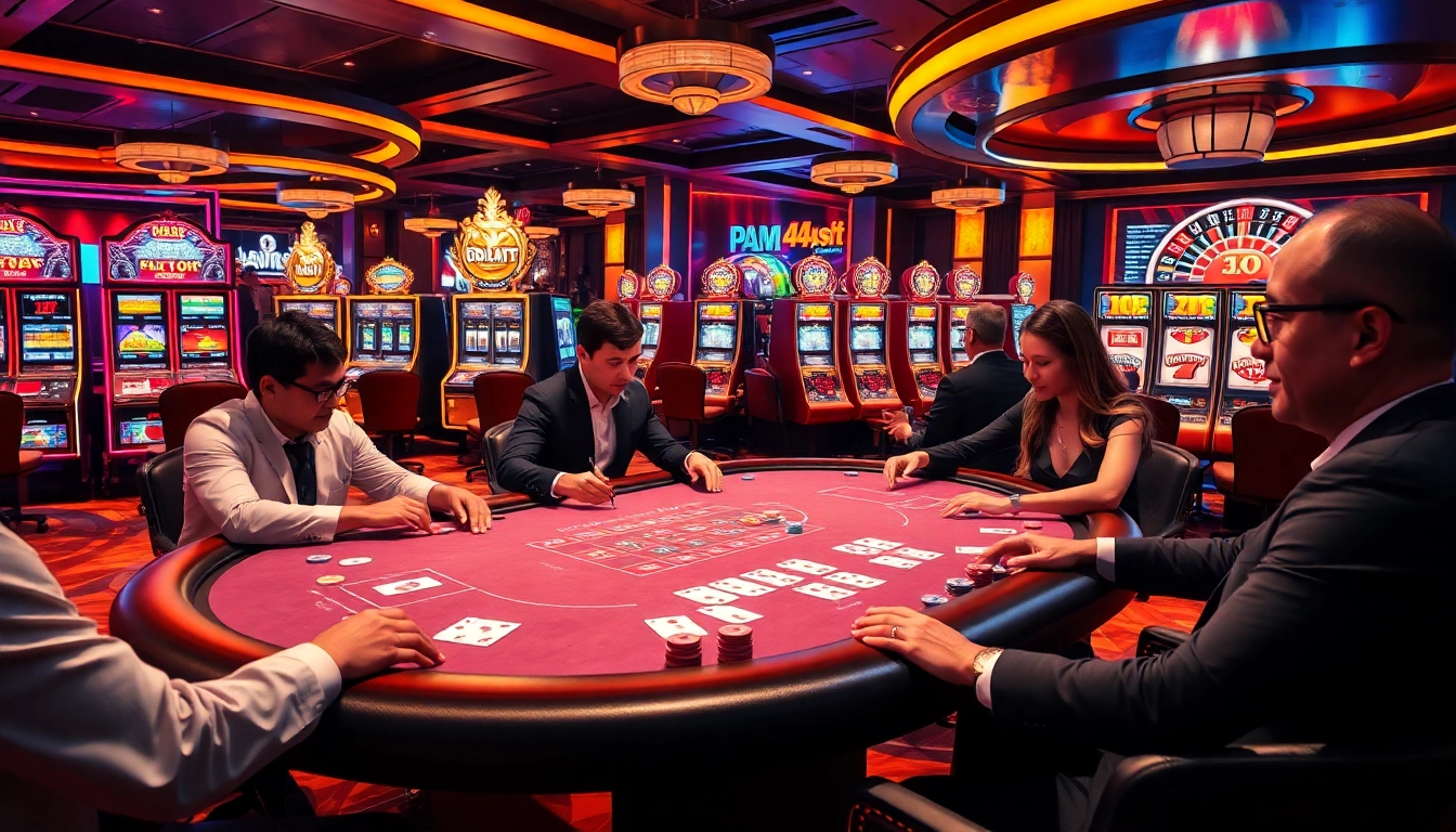 Experience the thrill of pahala4d in a luxurious casino with vibrant gaming tables and thrilling action.
