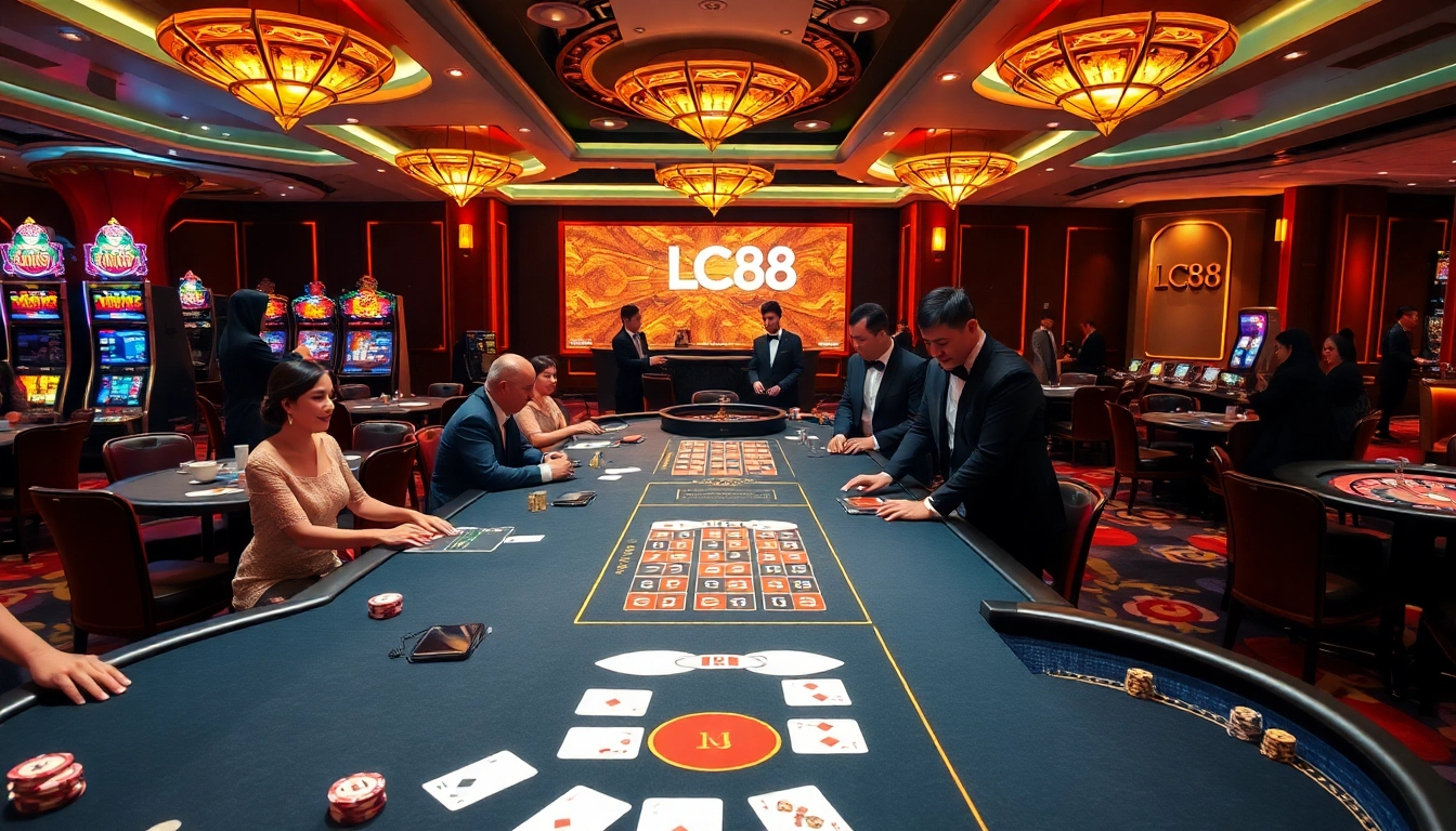 Experience thrilling gameplay at lc88 casino with vibrant tables and colorful slot machines.