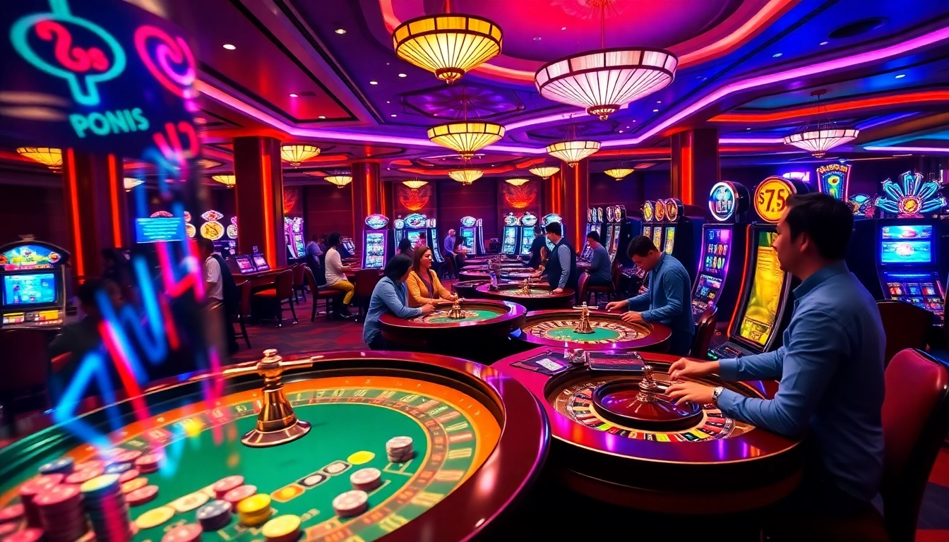 Engaged players at a vibrant casino celebrating wins at https://s8com.net, highlighting thrilling gaming experiences.