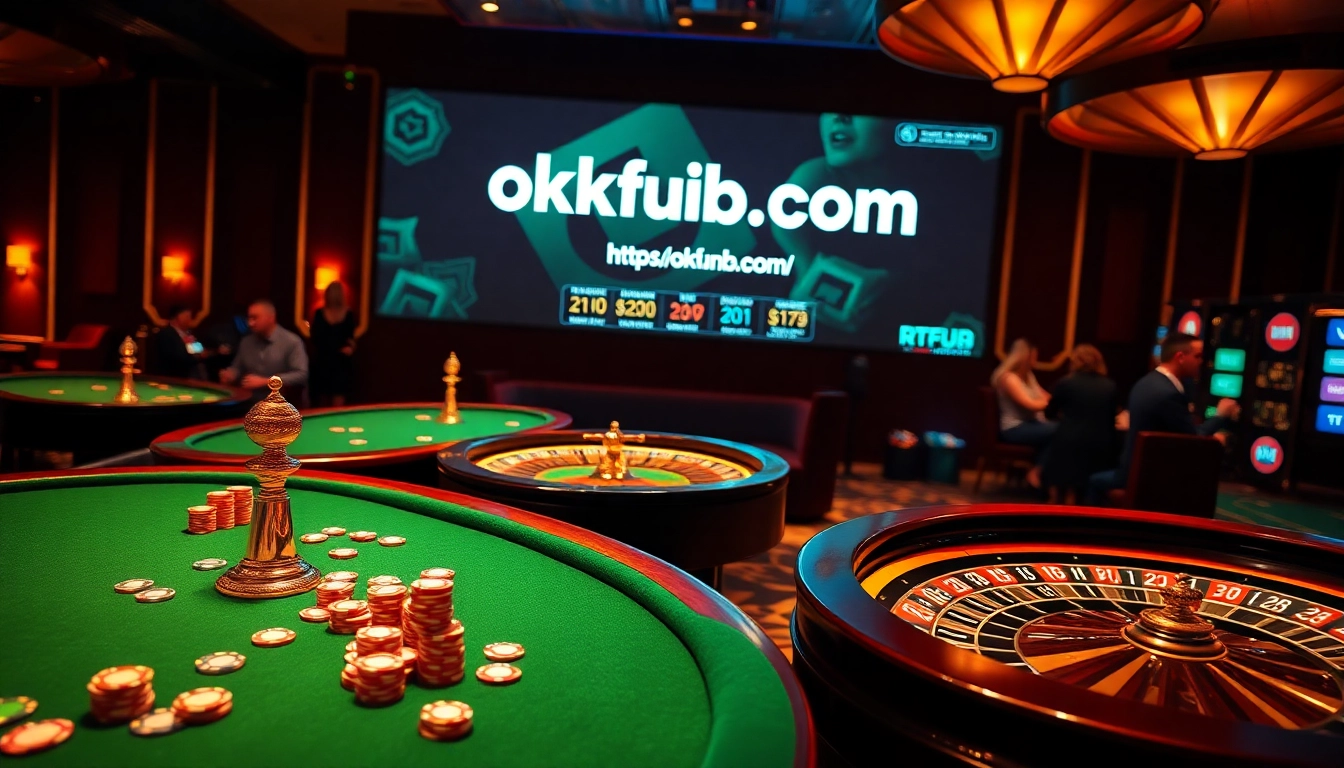Experience the thrill of casino gaming at https://okfunb.com/ with vibrant poker chips and luxury tables.