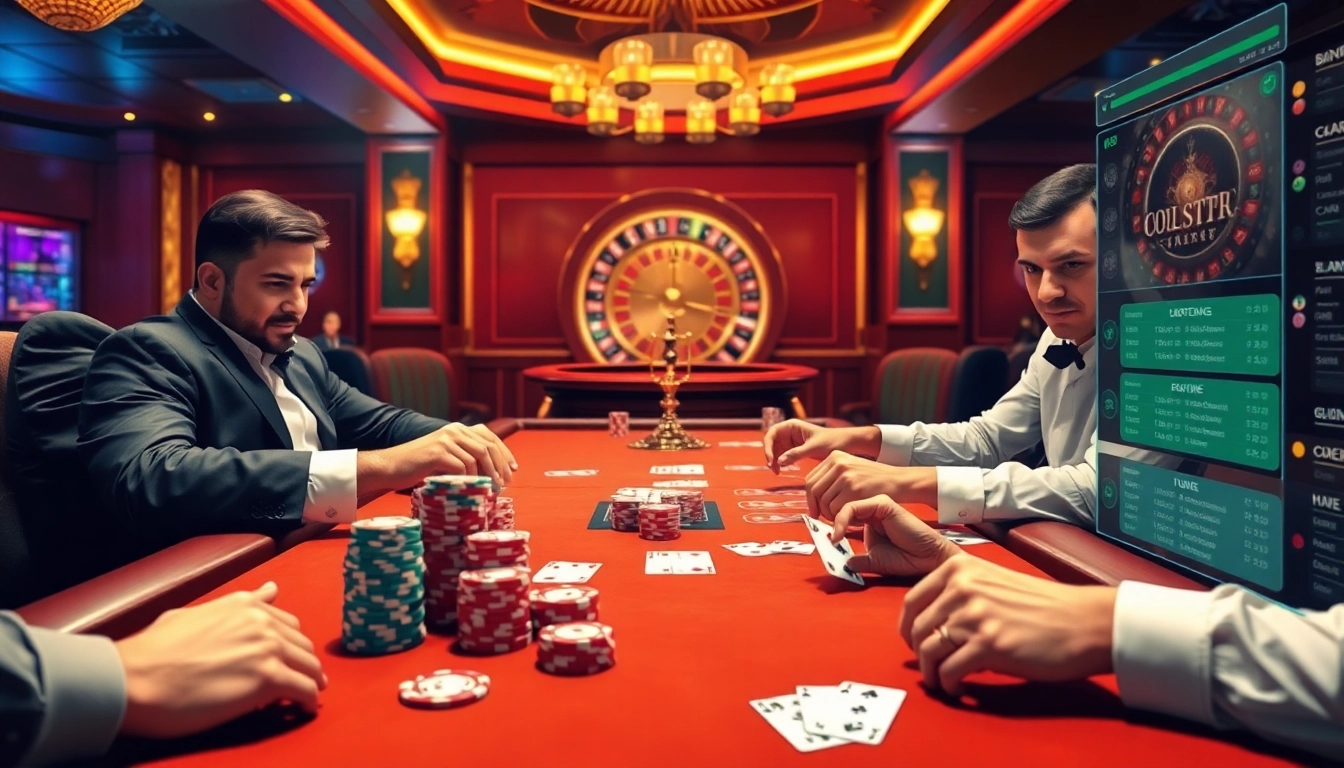 A thrilling poker game at go 88 com showcasing vibrant chips and engaged players.