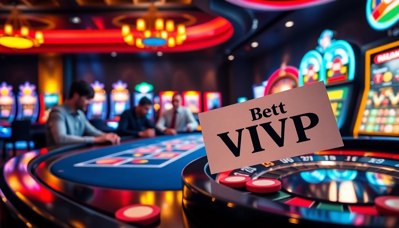 Người chơi tham gia đặt cược lớn tại bàn poker trong bầu không khí casino nhộn nhịp, chúc mừng Bet VIP.